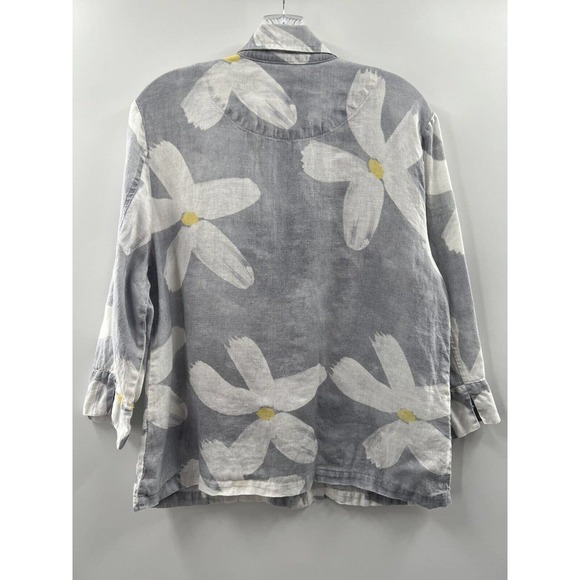 Simply Art By Dolcezza Women’s Linen Button Up Daisy Abstract Floral Size PL - Picture 6 of 8